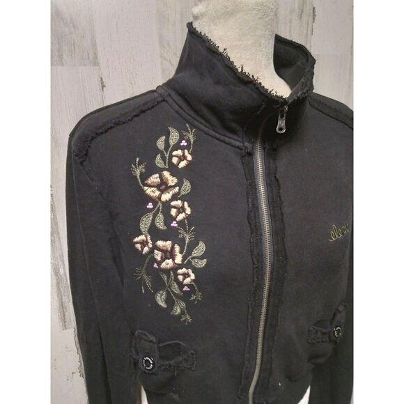 Element Women’s Large Zip Up Embroidered Black Sweatshirt - Picture 2 of 7